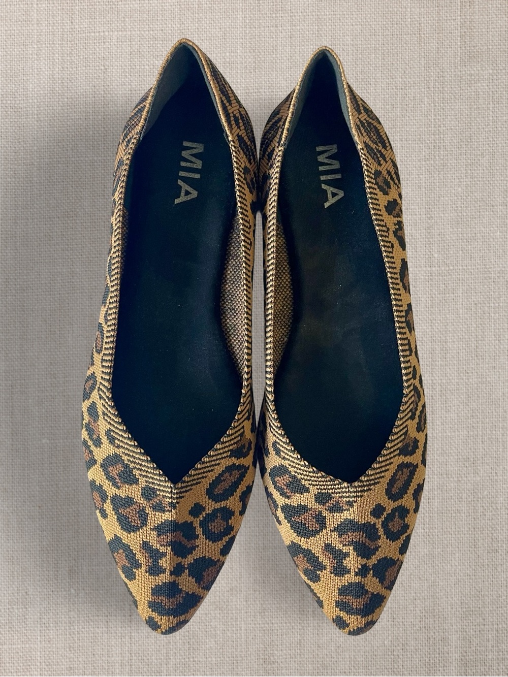 MIA Kerri Leopard Print Knit Cushioned Pointed Toe Slip-on Flats Sz9.5